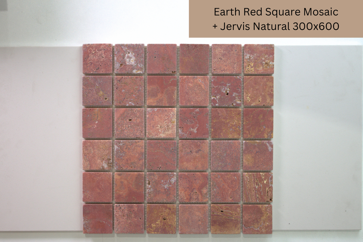 Red Square Stone Pattern Eon – Earth Red Square Stone Mosaic Tile | Box Of 11 Sheets – 1.023m² ...
