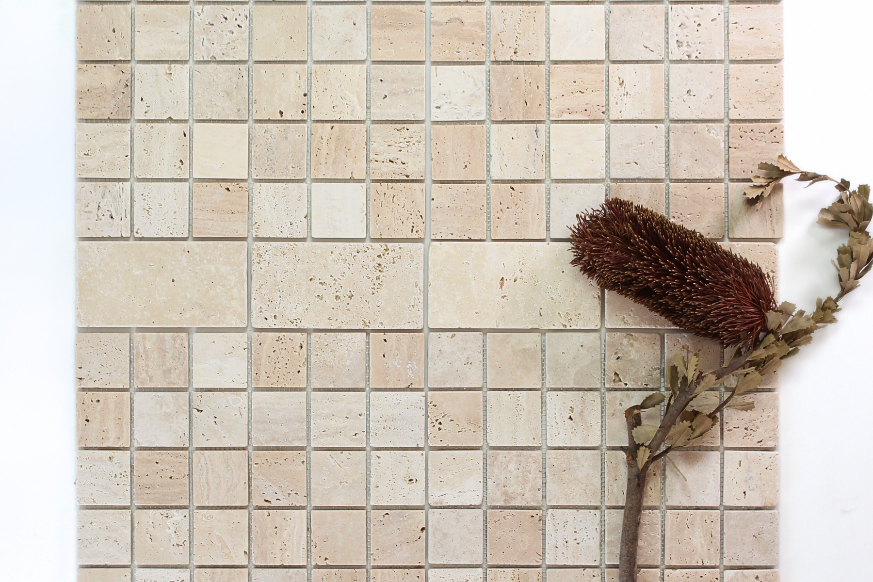 EON TRAVERTINE-SQUARE STONE MOSAIC TILE (305x305 sheet)| Box of 11 She ...
